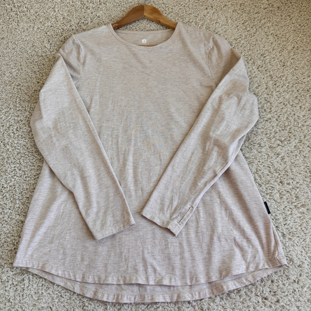 Solbari Long Sleeve Top Womens Large Beige Excellent UPF50+ Bamboo Thumbholes